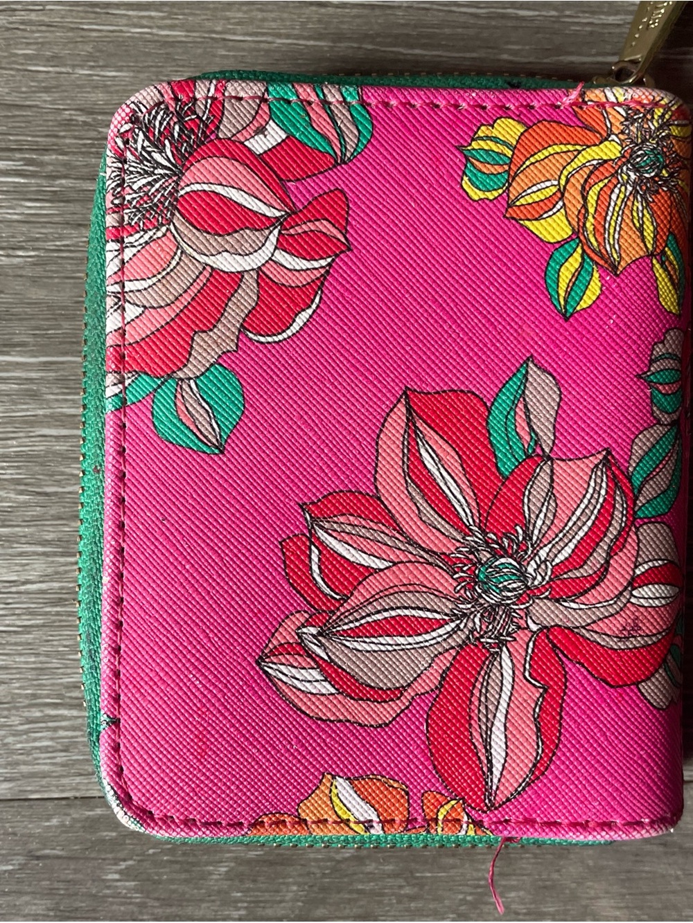 Trina Turk Pink Floral Zip Card Wallet